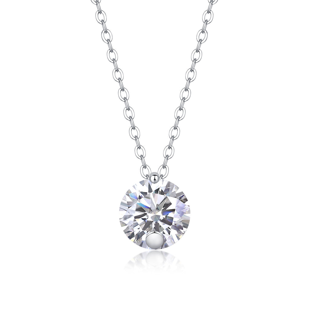 Sterling Silver Moissanite Geometric Pendant Necklace