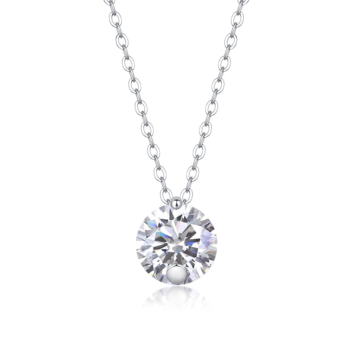 Sterling Silver Moissanite Geometric Pendant Necklace