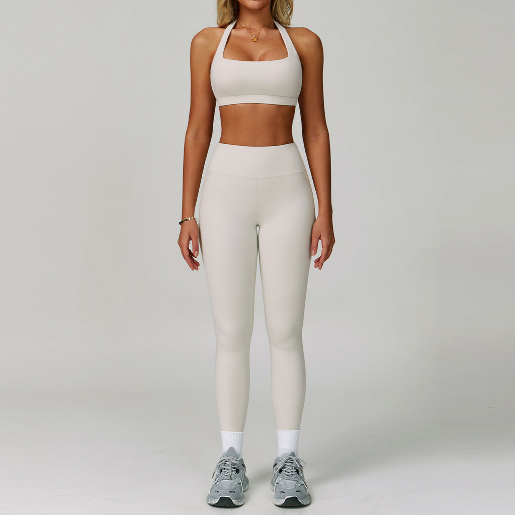 Womens Backless Yoga Fitness Set High-Intensity Sportswear