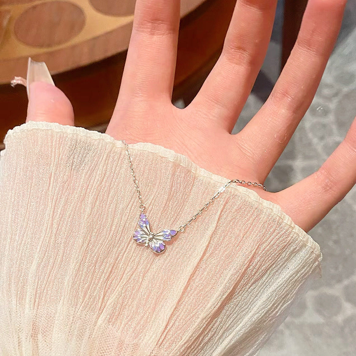 Luminous Butterfly Pendant Necklace