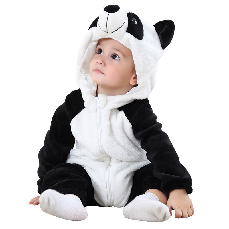 Children Flannel Romper with Animal Design
