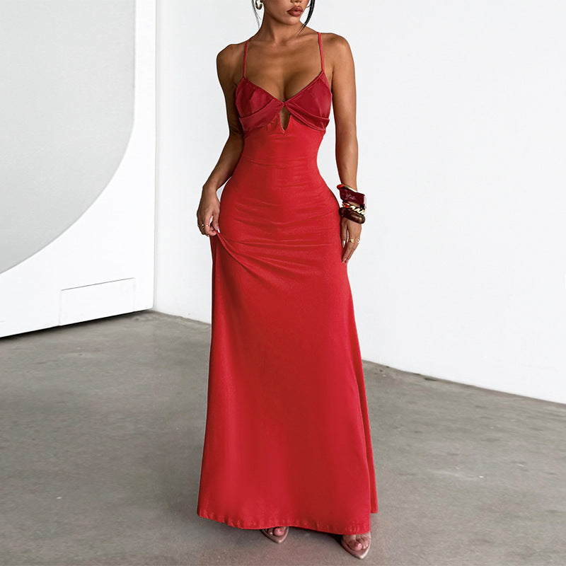 Sexy Backless Long Dress with Adjustable Straps