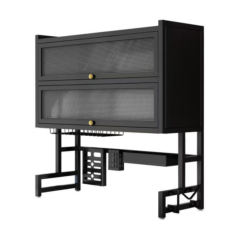 Double Layer Kitchen Sink Rack Dustproof Draining Storage Cabinet