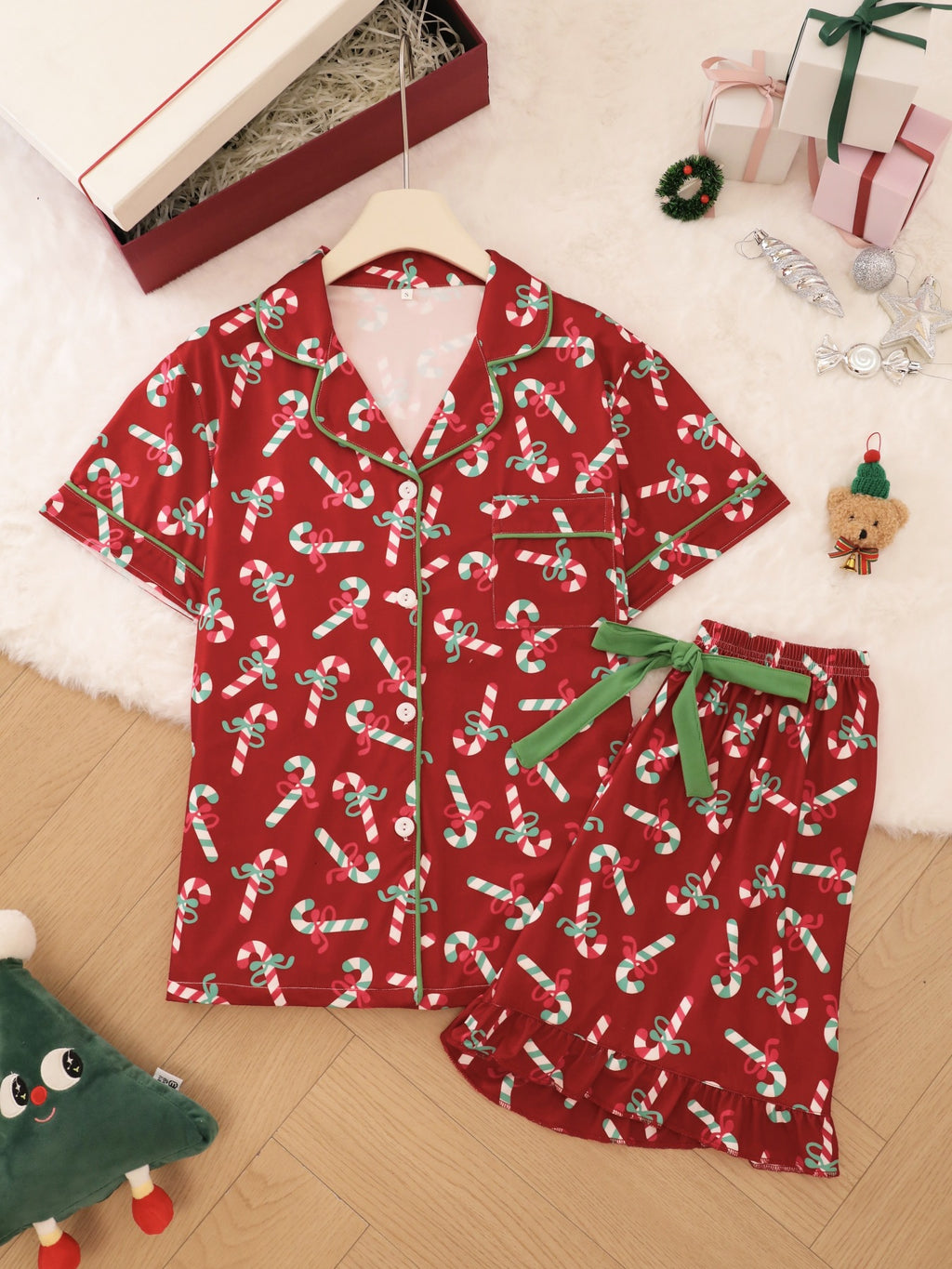 Womens Christmas Plaid Pajama Set