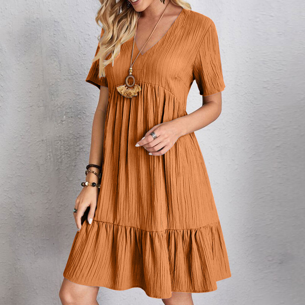 Womens V-Neck Floral Hem Casual Dress