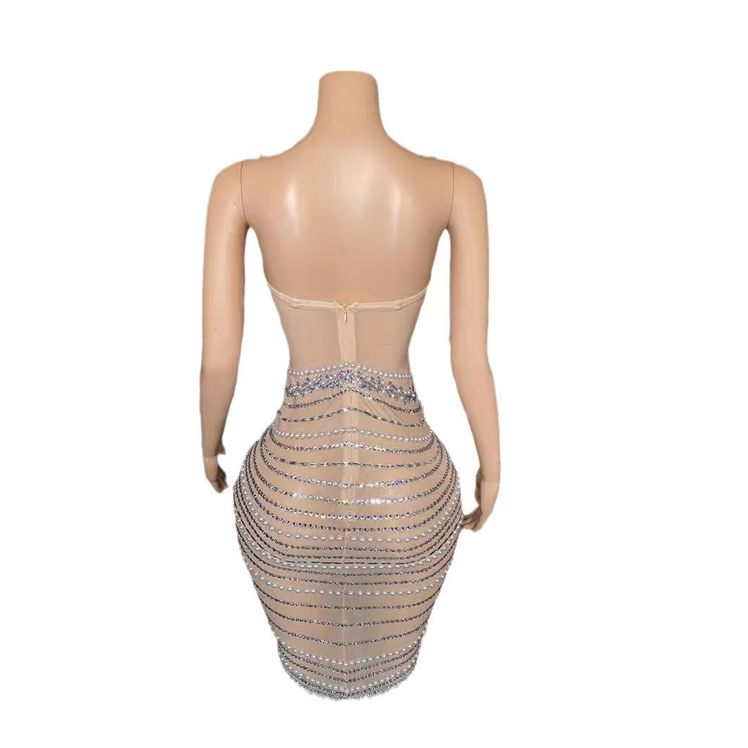 Diamond Embellished Evening Dress