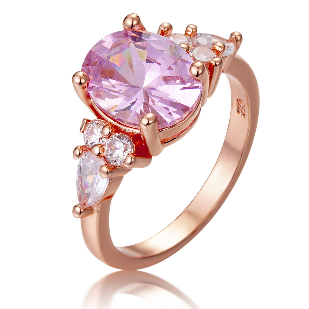 Oval Pink Crystal Zircon Ring