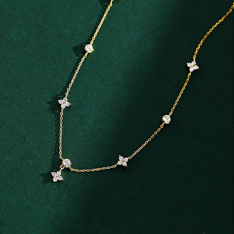 Round Diamond Four-Leaf Clover Necklace