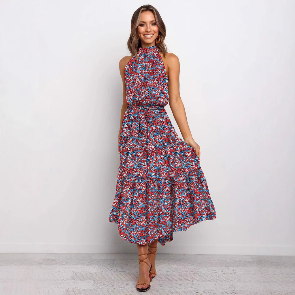 Polka Dot Halter Neck Long Dress