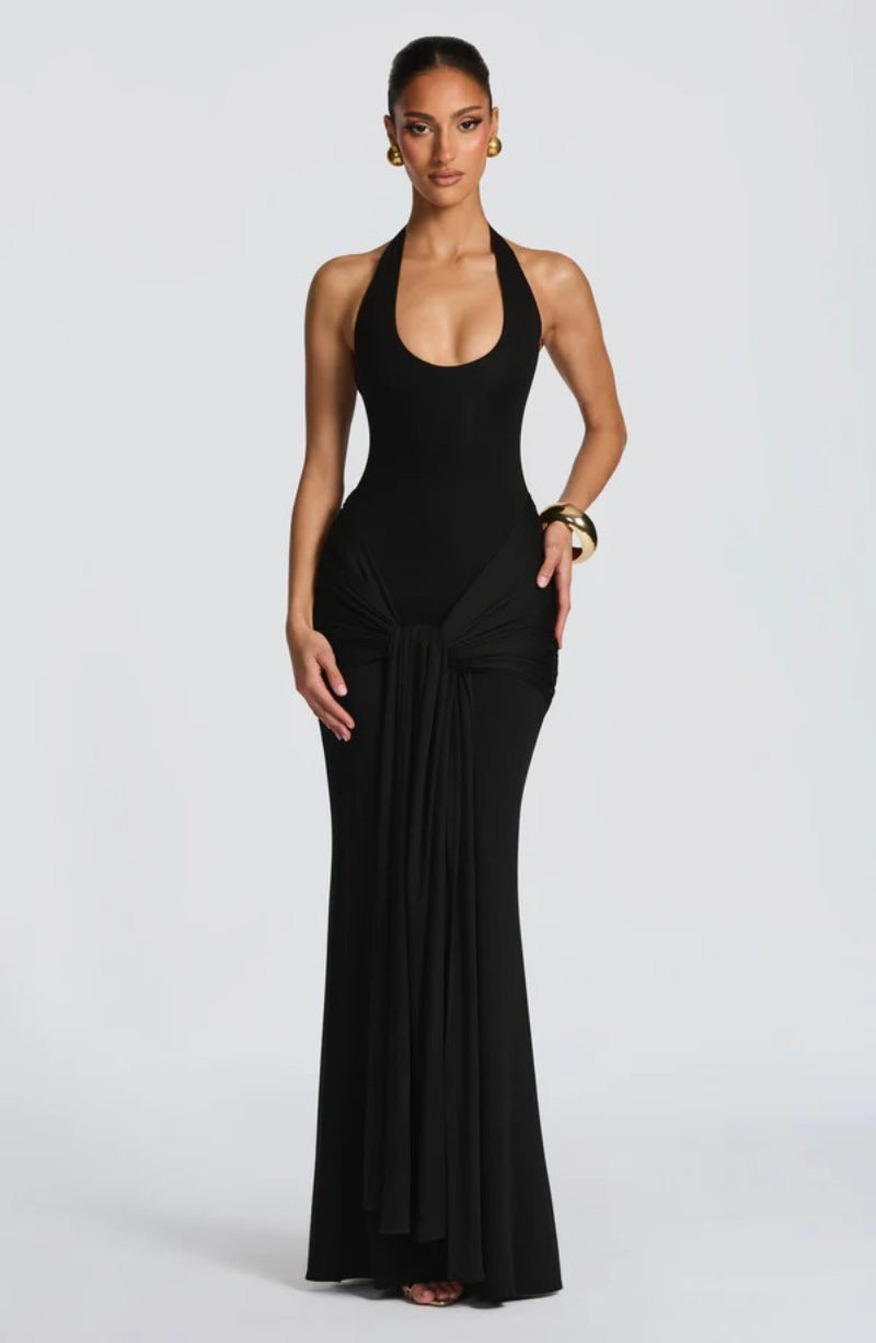Women's U-Neck Ribbon Bodycon Dress