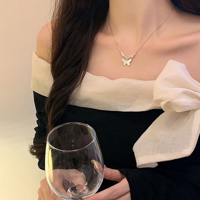 Butterfly Pearl Necklace