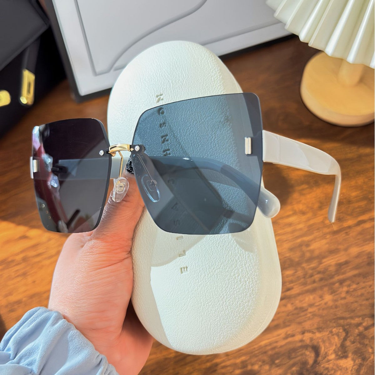 Rimless Square Sunglasses UV400 Protection