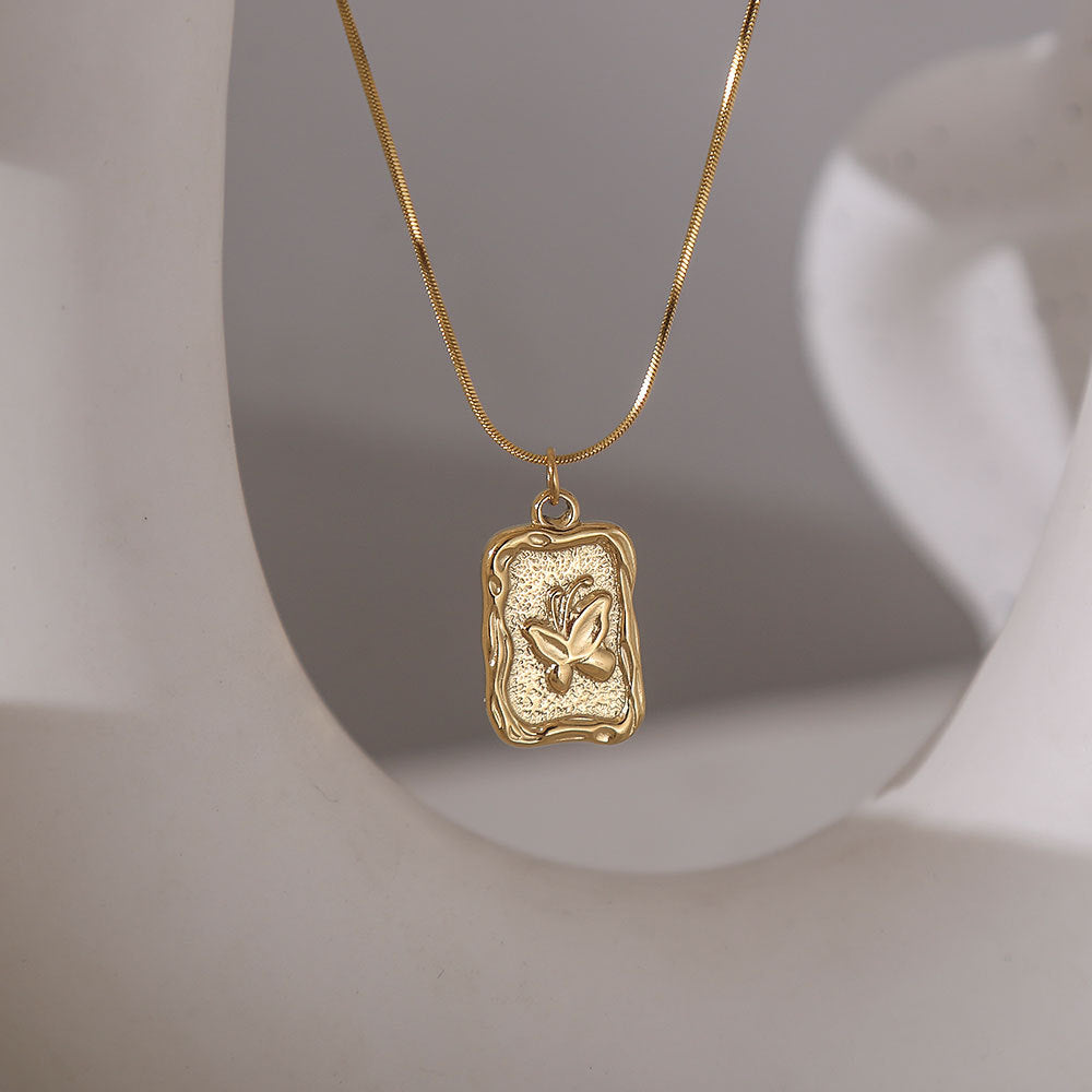Titanium Steel Color-Preserving Small Mirror Necklace