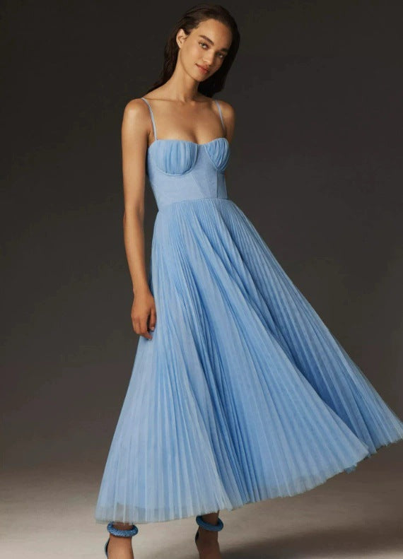 Women's Sleeveless Backless Deep V Neck Long Evening Dress