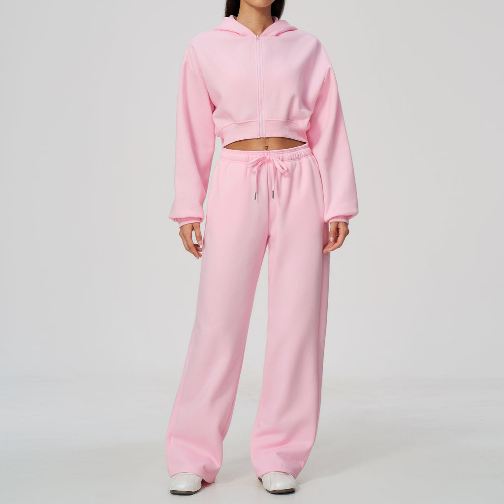 Women's Fleece Lined Zip Up Hoodie and Sweatpants Two Piece Set