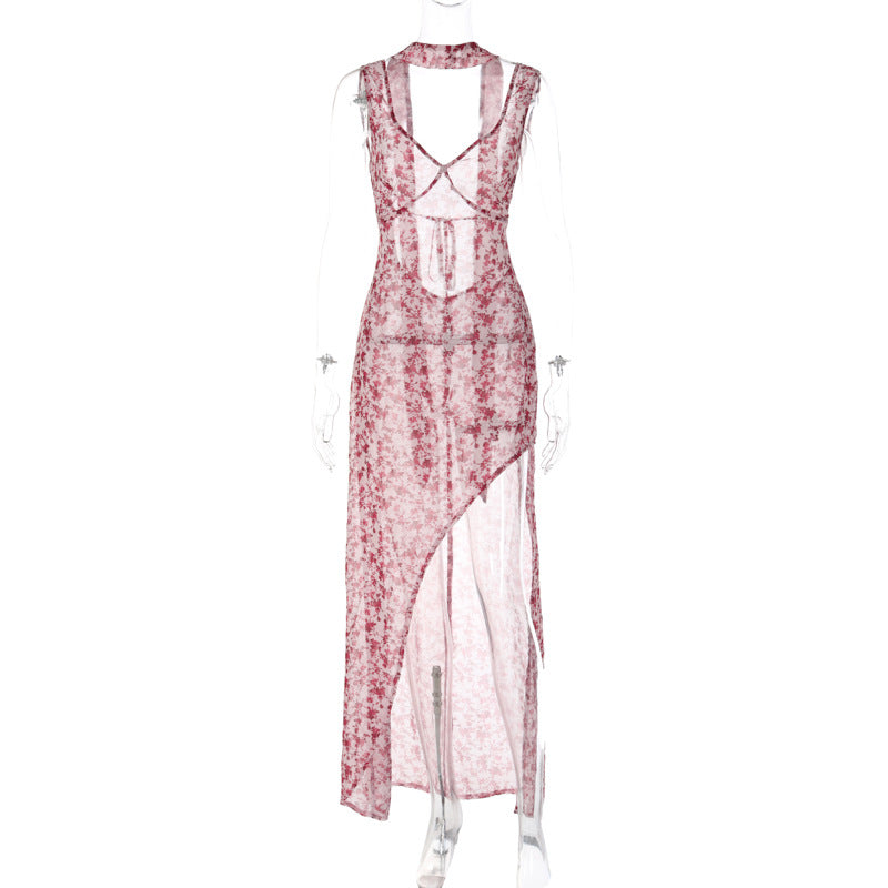 Floral Backless Tie-Up Dress