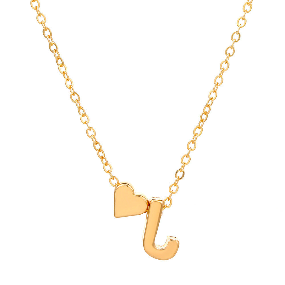 Heart Letter Necklace and Bracelet Set