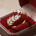 Fashion Creative Design Leaf and Wheat Ear Open Ring, Exquisite Light Luxury Everyday Versatile Casual Accessory