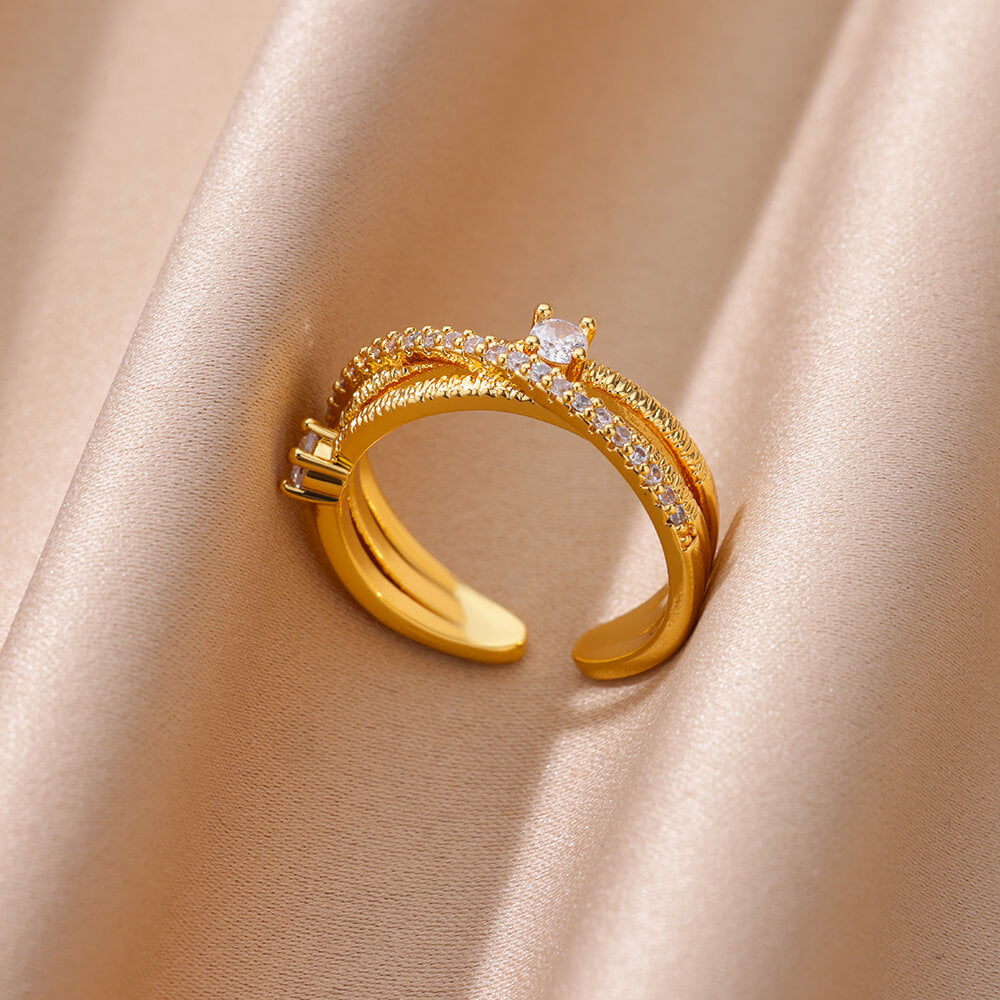 Gold Plated Zircon Open Ring