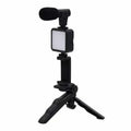 Adjustable Phone Desktop Stand with Microphone and LED Light