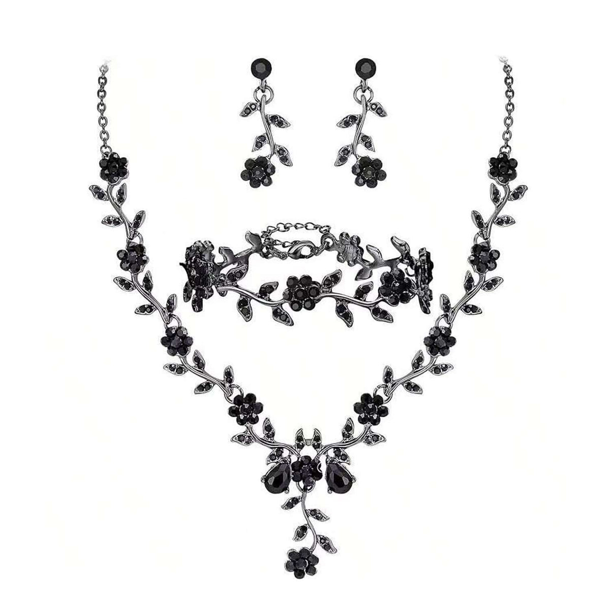 Rhinestone Necklace and Earrings Set
