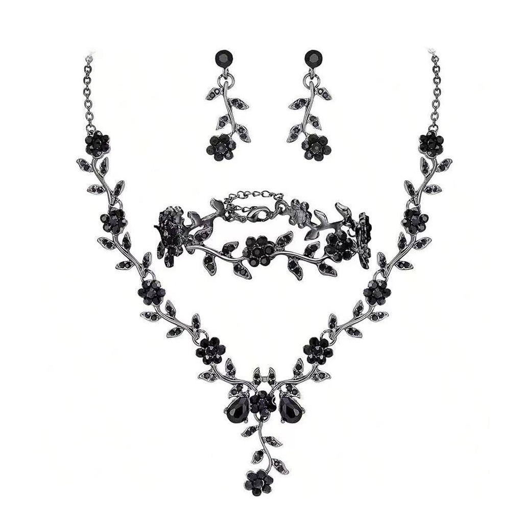 Rhinestone Necklace and Earrings Set