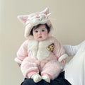 Fleece-Lined Baby Romper with Animal Design