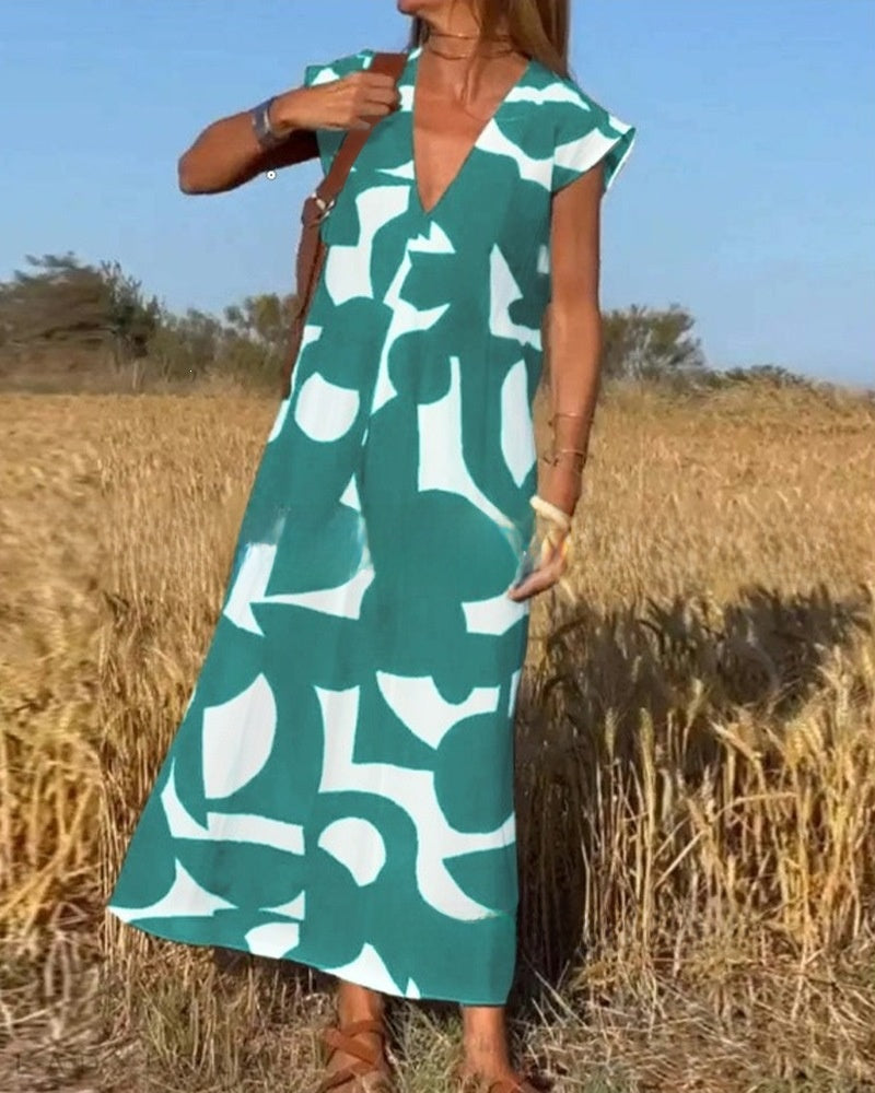 Fashion V-neck long dress for women