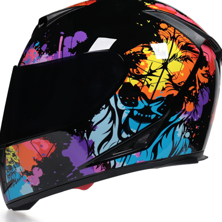 Full face bicycle helmet with dual lens