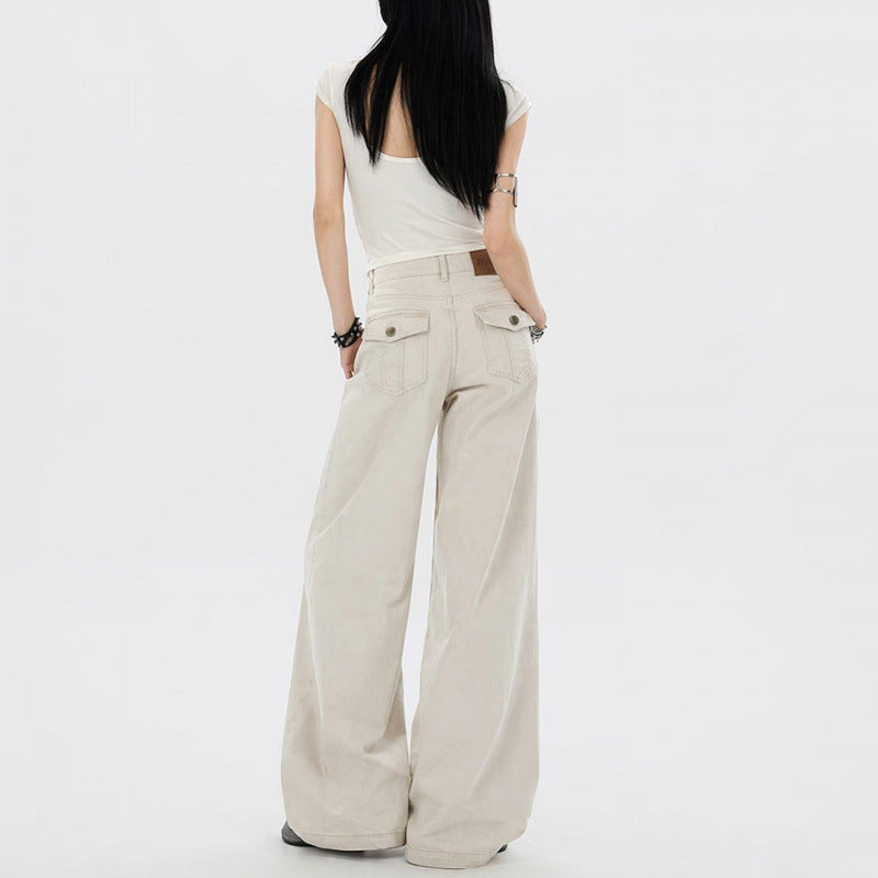 American Style Low Waist Slimming Loose Wide Leg Casual Jeans