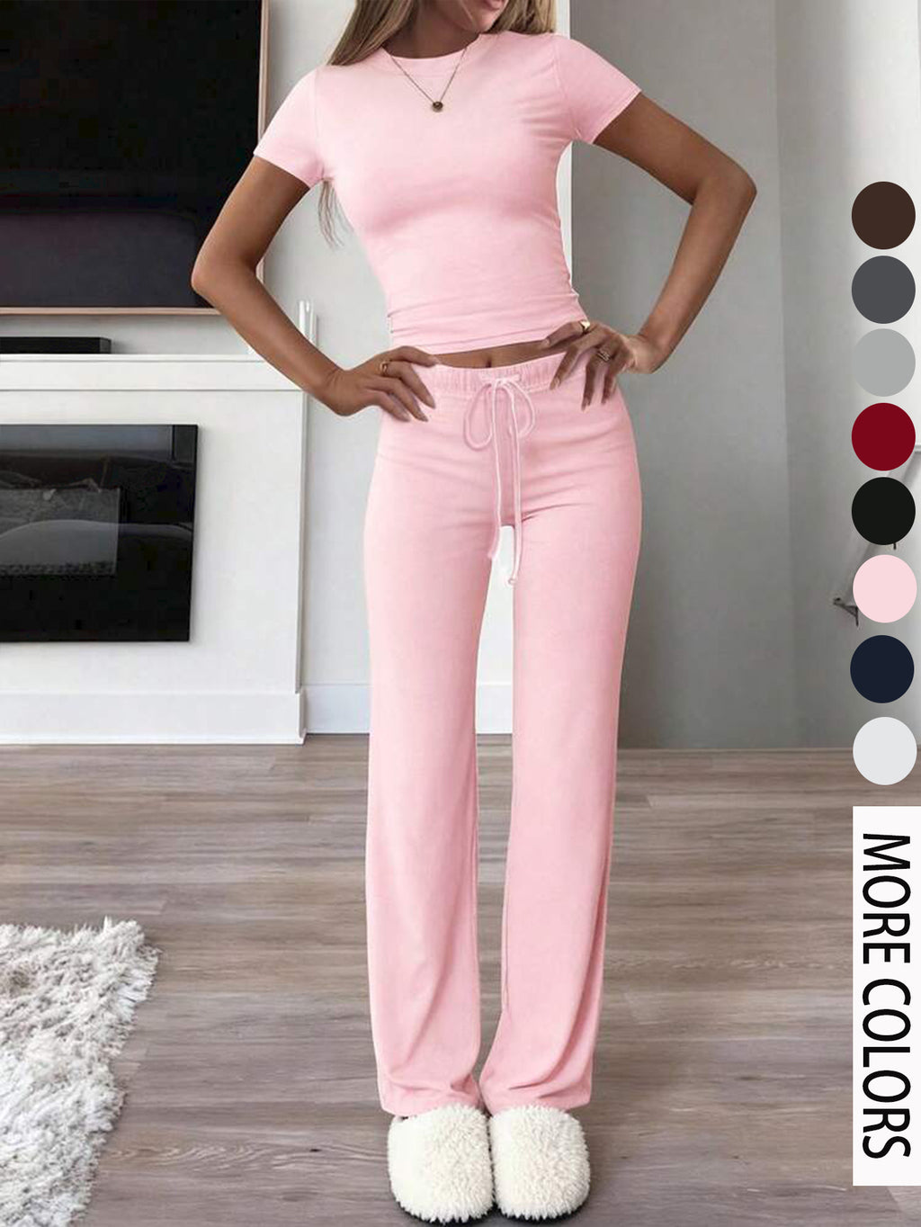 Casual Cotton Blend Two-Piece Set