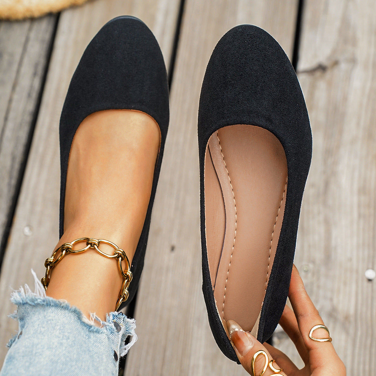 Women's Pointed Toe Suede Wedge Heel Casual Single Shoes