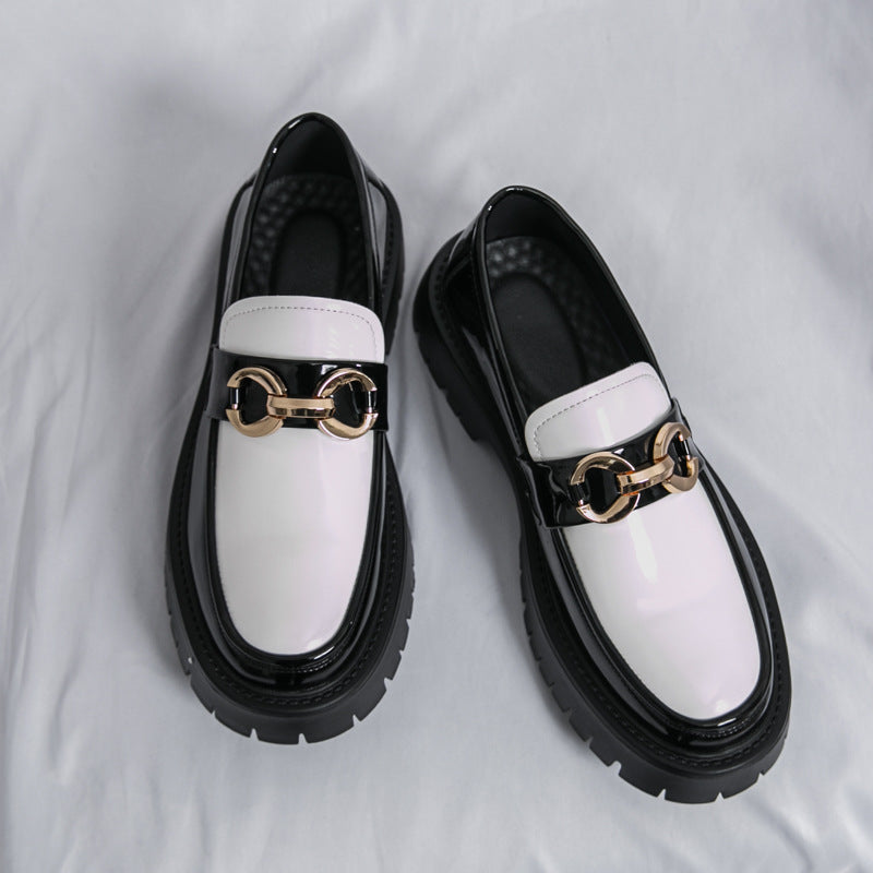 Mens Casual Leather Shoes with Horse Buckle