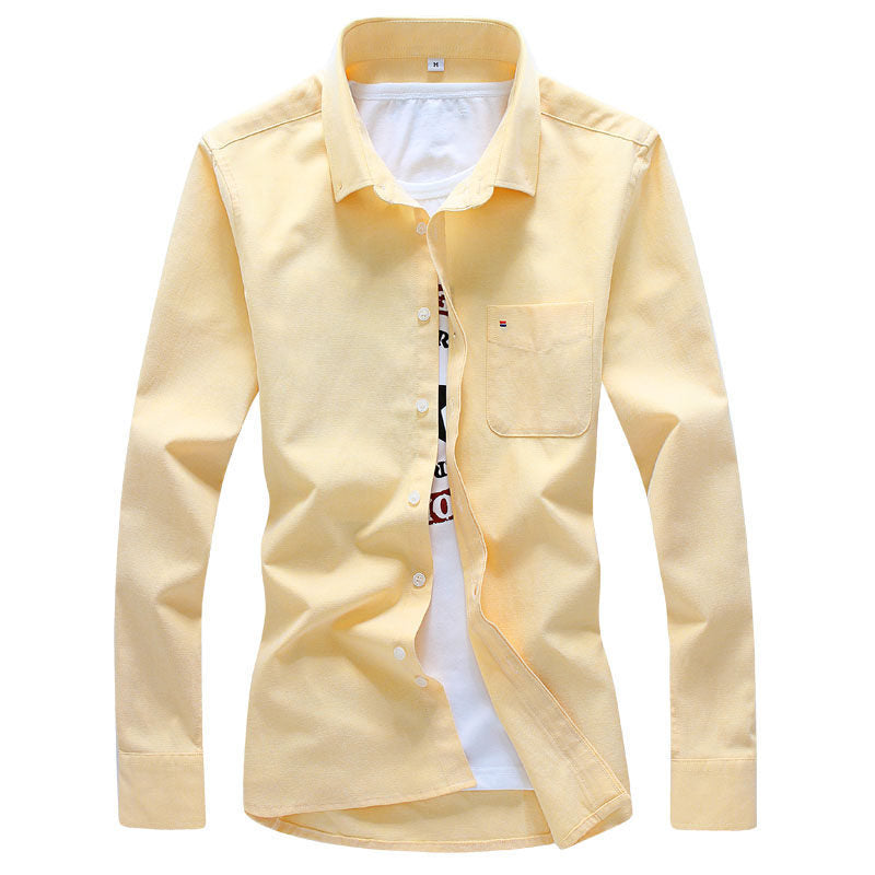 Mens Casual Solid Color Long Sleeve Shirt