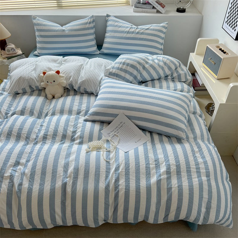 Washed Cotton Double-Layer Yarn Bedding Four-Piece Set