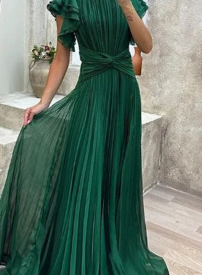 Women's Solid Color Lace Trim A-Line Dress V-Neck Short Dress