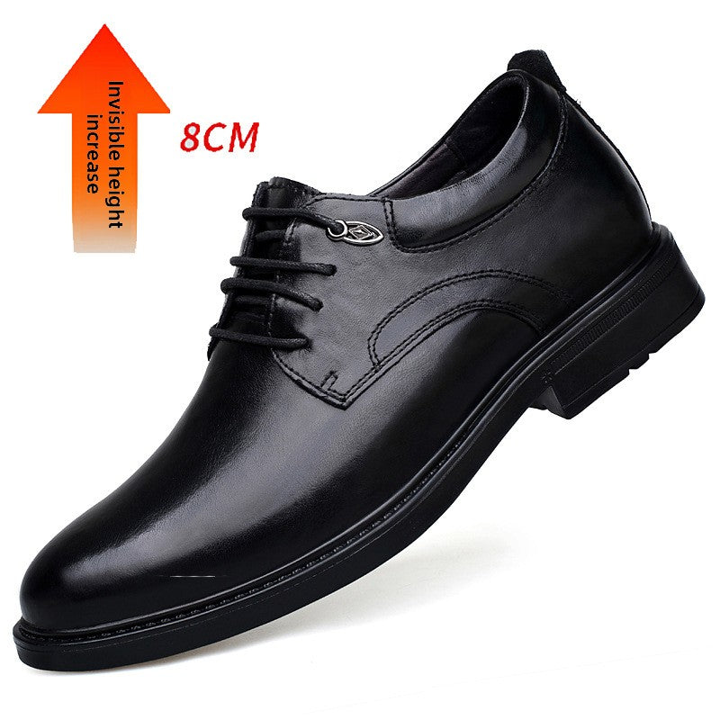 Mens Height Increase Leather Shoes Business Casual