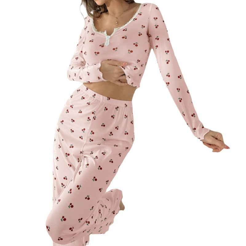 Womens Cherry Print Sleepwear Set