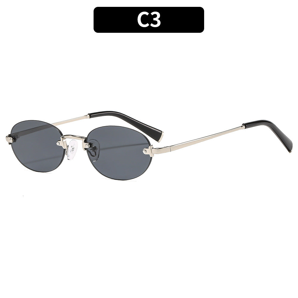 Fashion Oval Frameless Sunglasses UV400 Protection