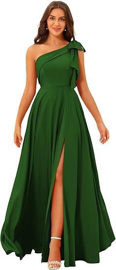 One-Shoulder Bow Tie Evening Dress