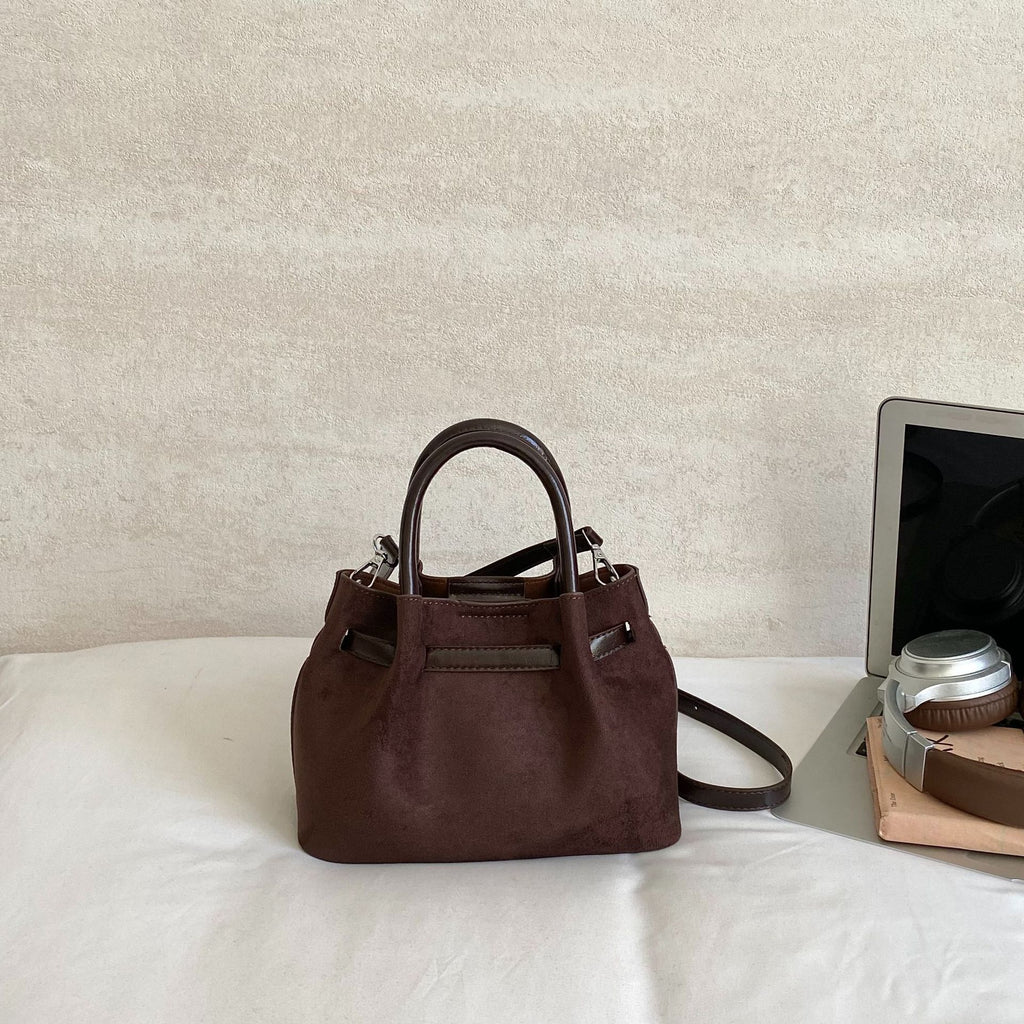 Retro Suede Crossbody Bag with Adjustable Strap