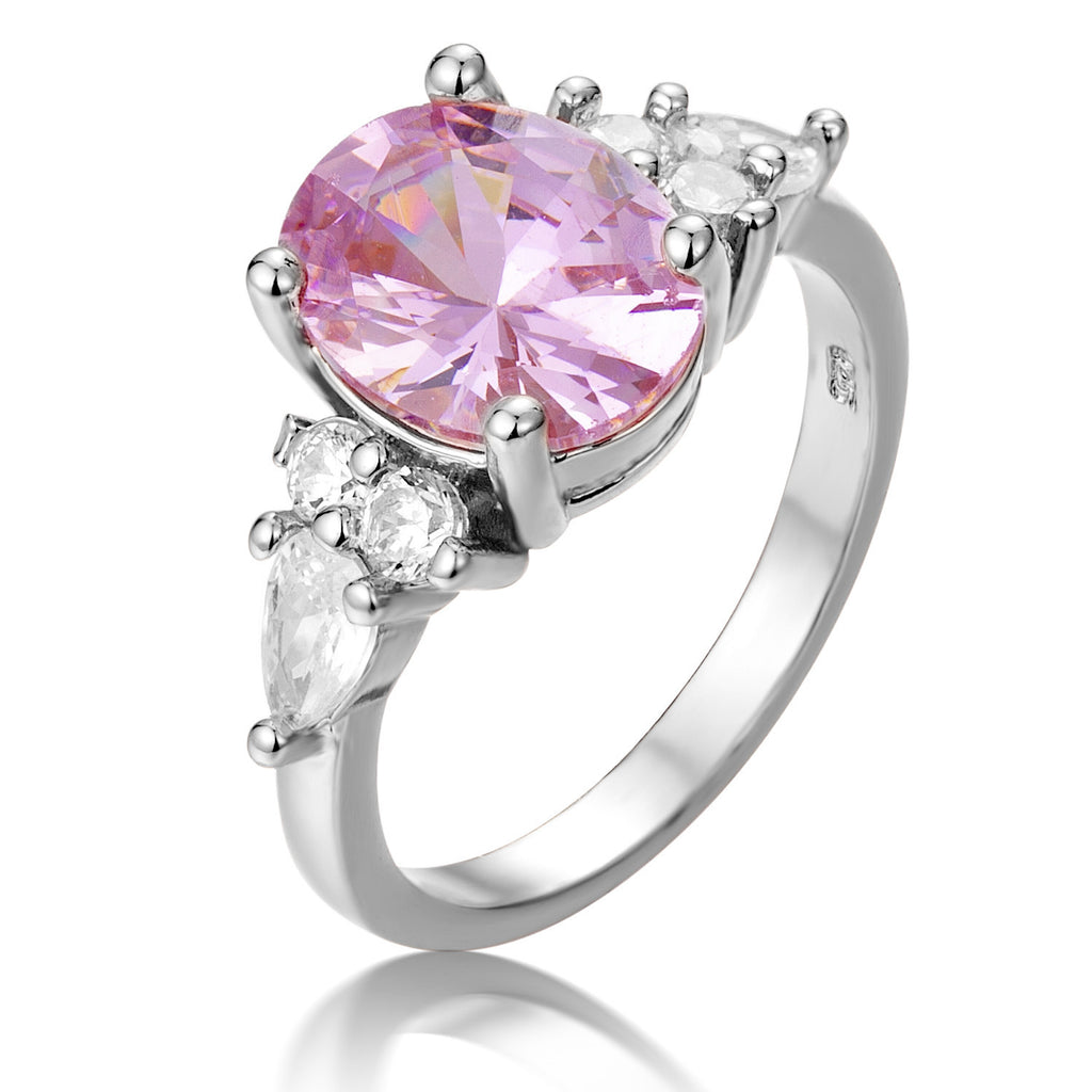 Oval Pink Crystal Zircon Ring