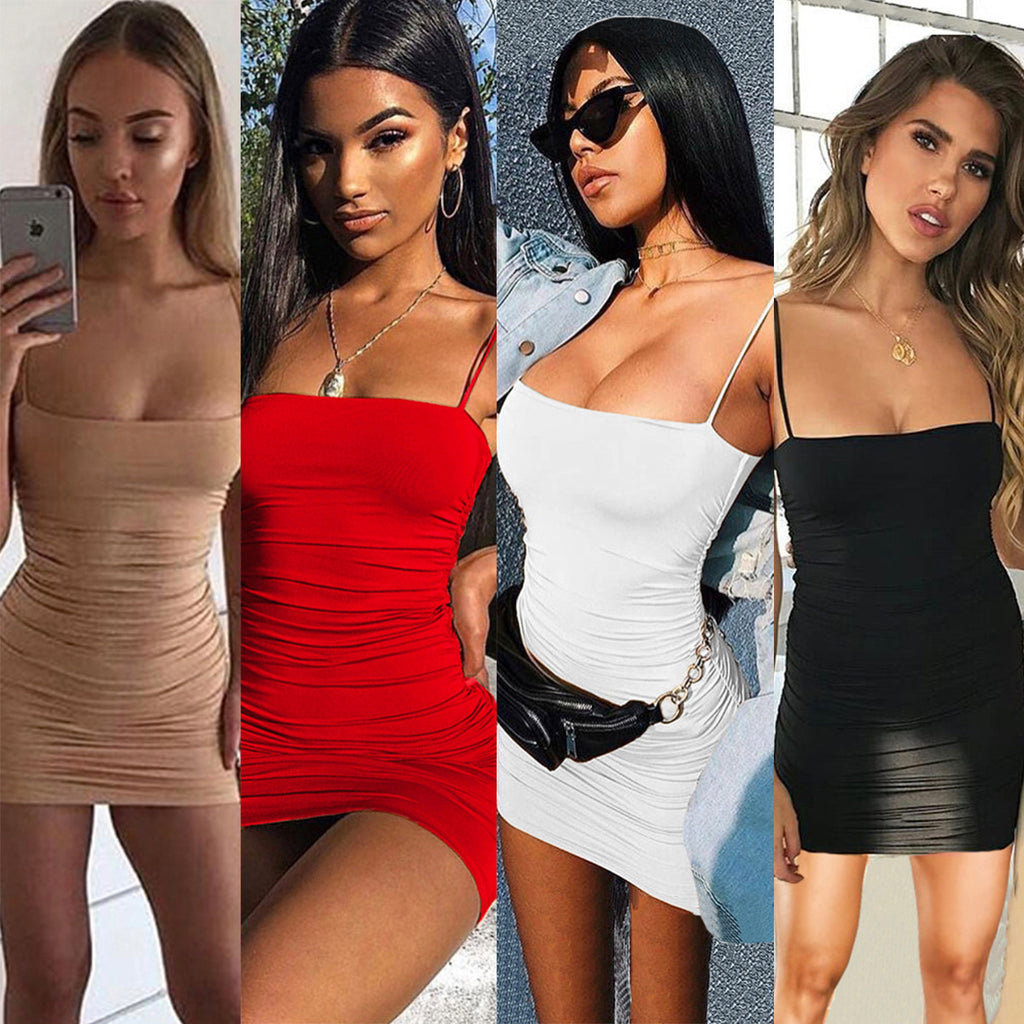 Sexy Off Shoulder Bodycon Pleated Midi Dress