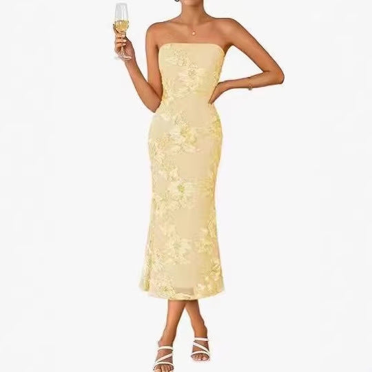 Embroidered Off-Shoulder Bodycon Dress