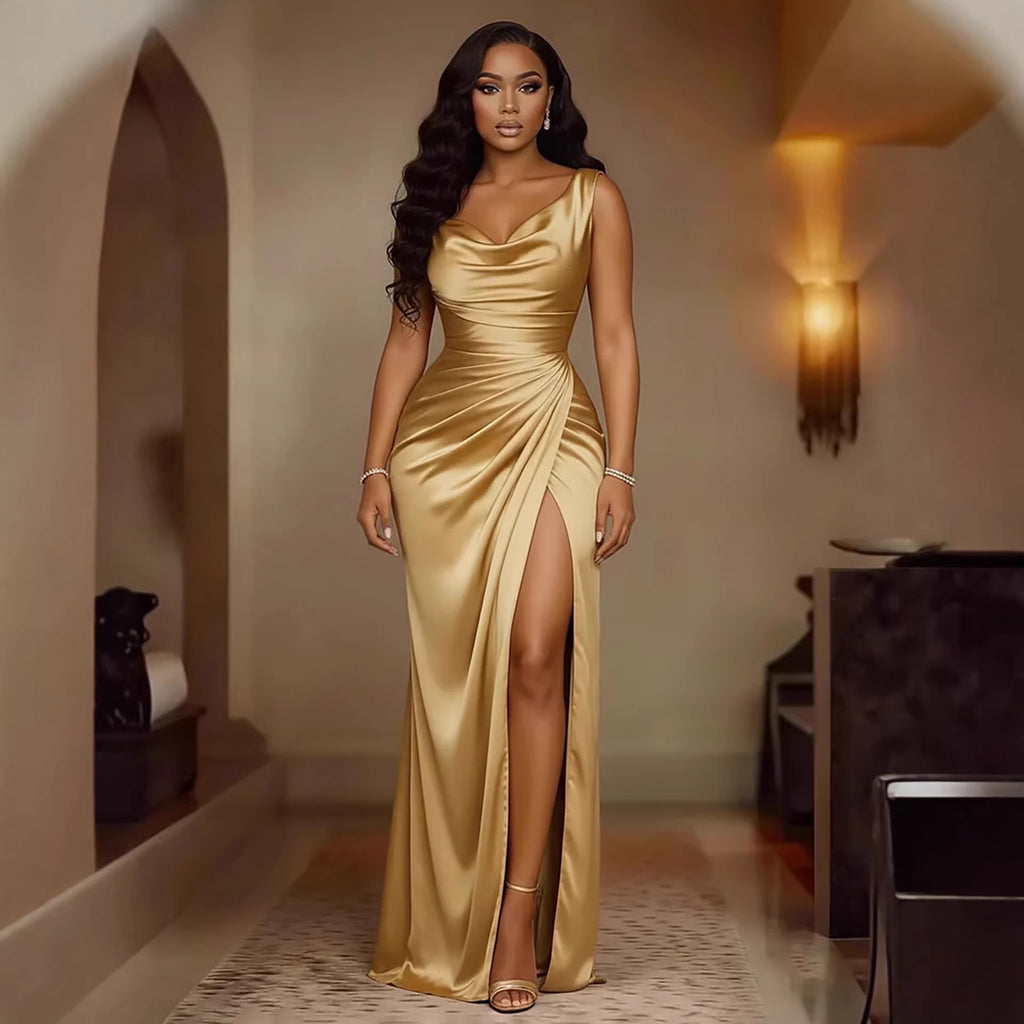 Sleeveless Dress with Slit at the Hem