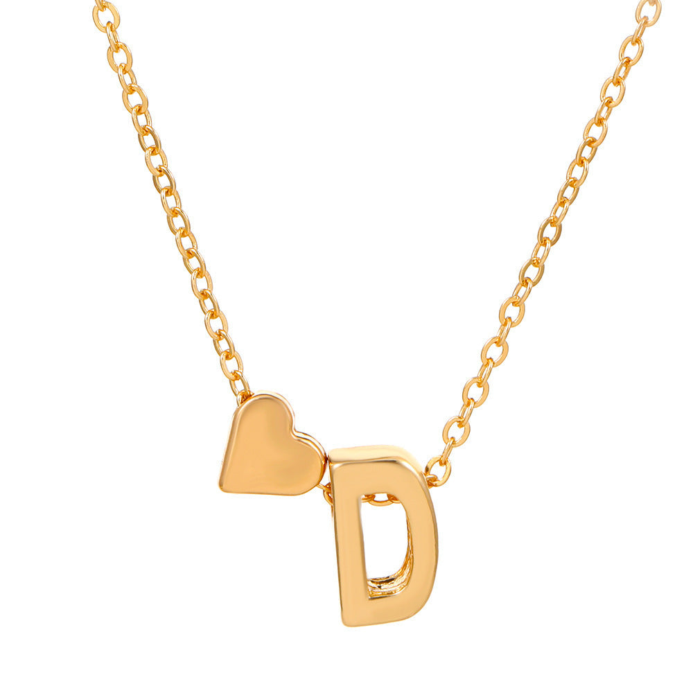 Heart Letter Necklace and Bracelet Set
