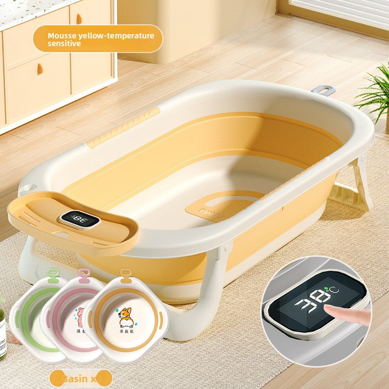 Temperature Sensing Baby Bathtub with Foldable Design
