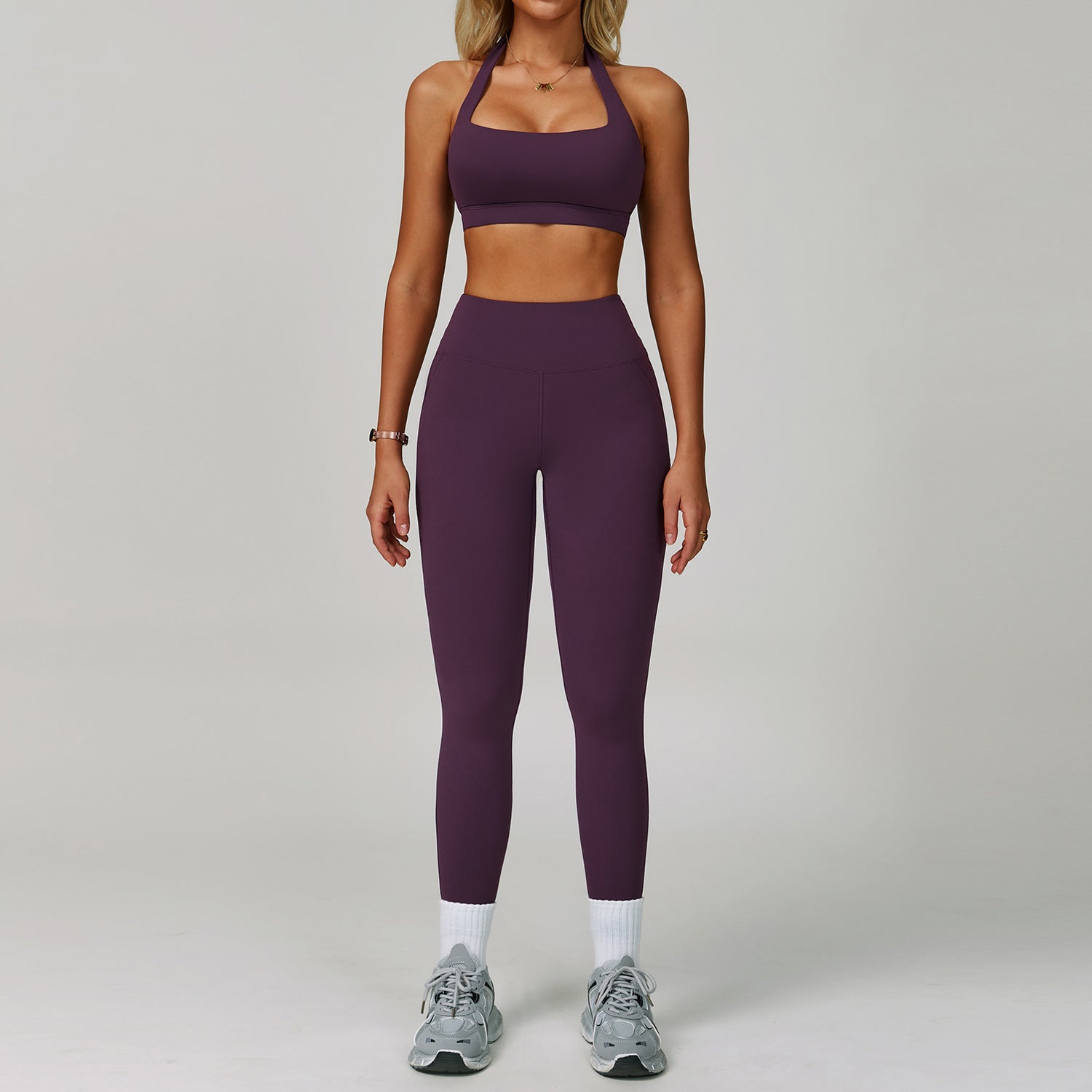 Womens Backless Yoga Fitness Set High-Intensity Sportswear