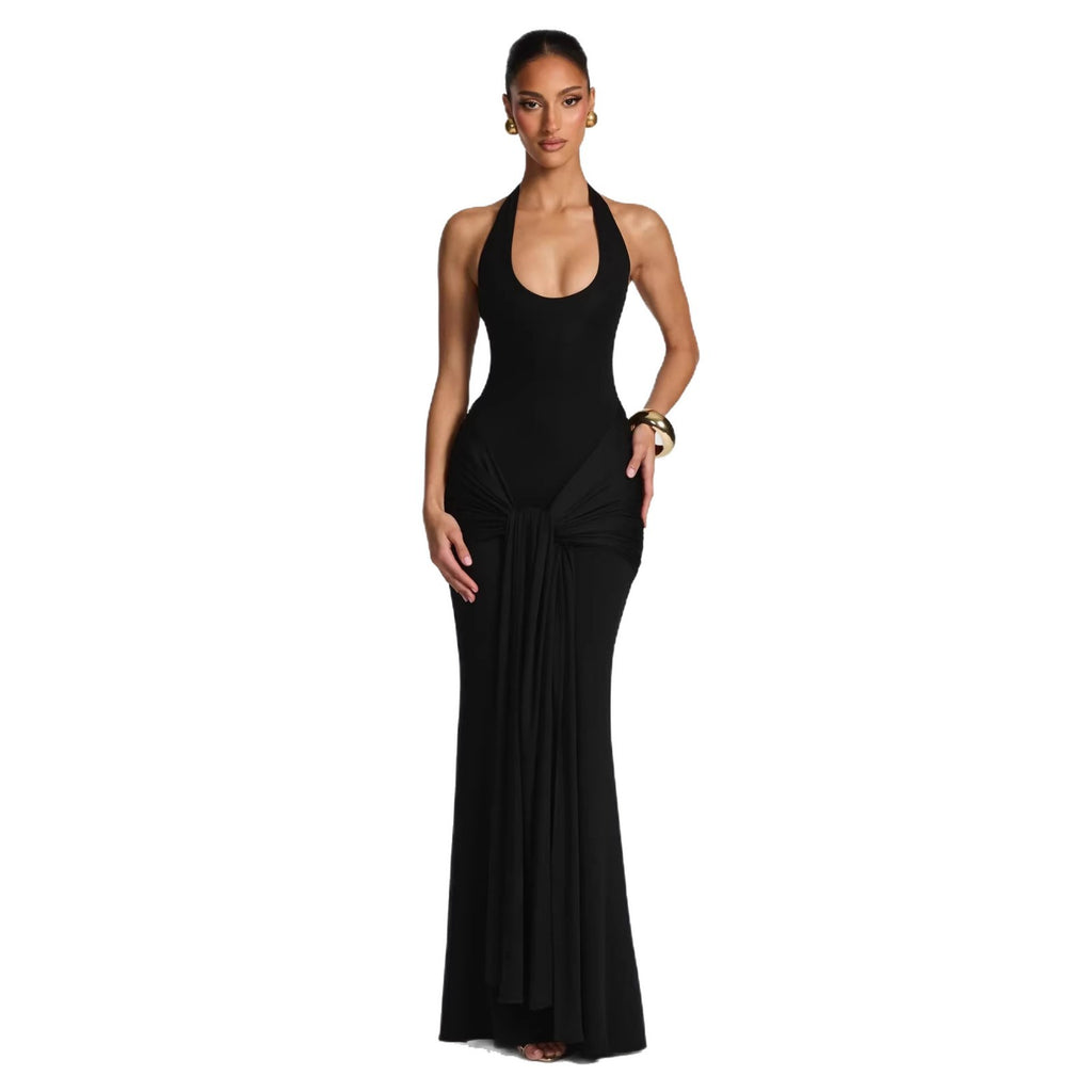 Women's U-Neck Ribbon Bodycon Dress