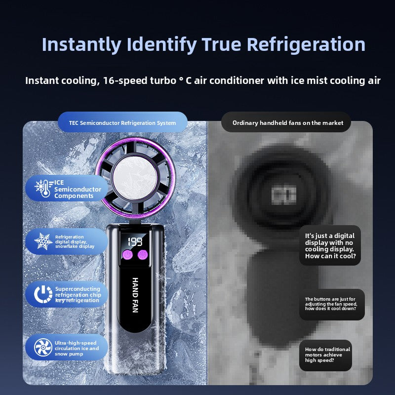 Portable USB Rechargeable Handheld Fan with Ice Compress